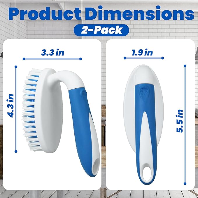 PHYEX Scrub Brush, 2 Pack Household Cleaning Brushes with Stiff Bristles, Scrubbing Brush for Carpet, Shower, Bathtub, Kitchen, Pool Tile, Bathroom Scrubber, Small