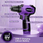 Tool Kit: 139 PCS Cordless Drill Set with Li-Ion Battery, 8V Power Drill with Type-C Charging, Portable Basic Home Tool Set for DIY Projects (Purple-A)