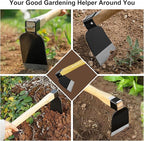 15 Inch Japanese Style Hoe, Heavy Carbon Steel Wide Hoe，Solid Wood Handle，Garden Hoe for Digging，Gardening Tool, for Digging, Weeding, and Planting (1, Black & Wood Color)
