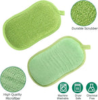 24 Pack Multi Purpose Scrub Sponges Non Scratch Microfiber Sponge Cleaning Dish Scrubber Reusable Dish Sponges for Washing Dishes Along with Heavy Duty Scouring Power (Green)