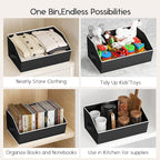 Large Closet Organizers and Storage Bins - 10 Pack Trapezoid Storage Baskets for Shelves, Foldable Fabric Baskets with Handles Ideal for Closet, Basket, Wardrobe and Shelf Storage, Black