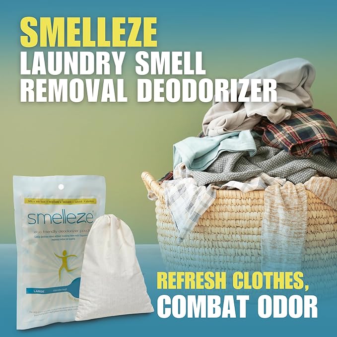 SMELLEZE Reusable Laundry Smell Removal Deodorizer Pouch: Removes Clothing Stink Without Scents