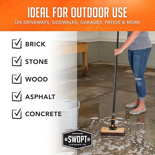 SWOPT 10' Premium Rough Surface Scrub Brush Head - Deck Brush for Rough and Textured Surfaces, Interchangeable with All SWOPT Cleaning Products for More Efficient Cleaning and Storage