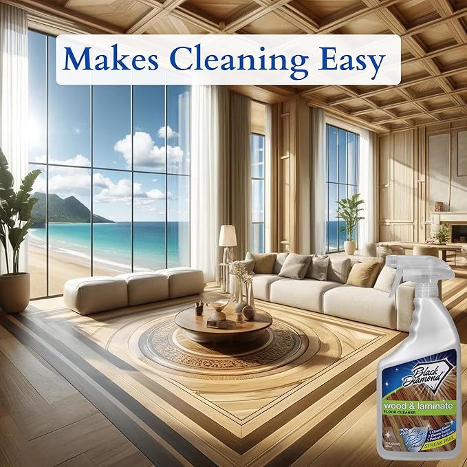 Black Diamond Stoneworks Wood, Laminate, Hardwood & Luxury Vinyl Floor Cleaner Spray – Multi-Purpose Mopping Solution for a Streak-Free Clean (32 Fl Oz)