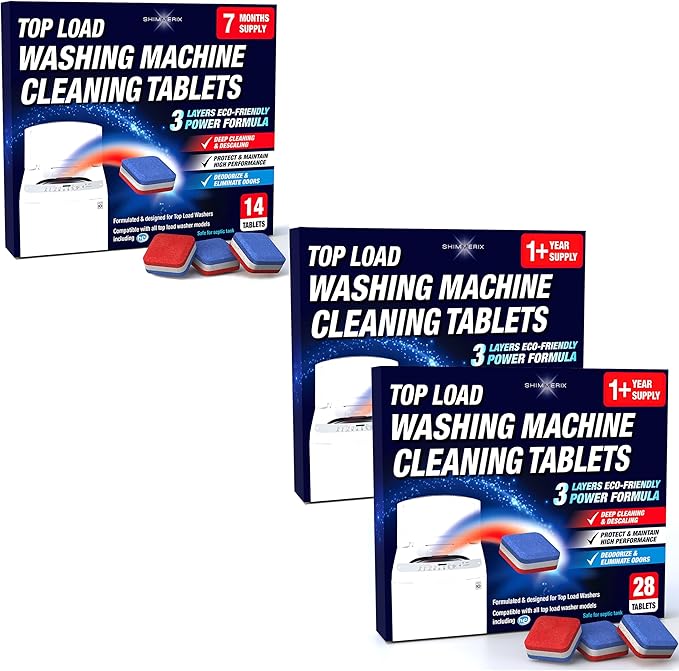 Washing Machine Cleaner Tablets 70 Pack for HE Top Load - Eco Friendly Washer Machine Cleaning Tablets - 2 Layers Septic Safe Wash Machine Full Deodorizer Descaler Protector - 3 Plus Year Supply