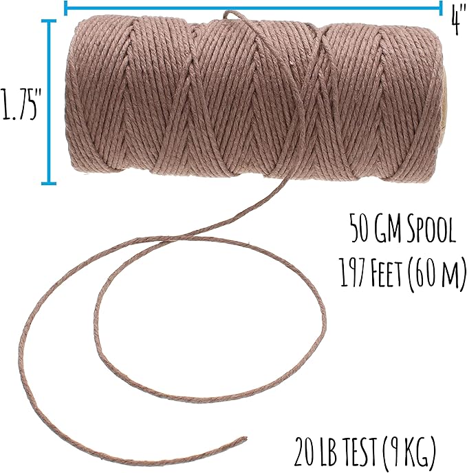 The Beadsmith 100% Hemp Cord – Brown Color – 2mm, 197 Foot Spool, 20LB Test Strength – Twine for Jewelry Making, Macrame, Paper Crafts, Gardening, Scrapbooking, Home Décor, DIY String Art & More