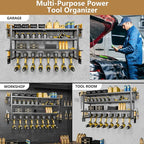 Power Tool organizer, 4 Layer Heavy Duty Metal tool Organizer Loads 260lbs, Garage Wall Organizer 8 Cordless Drill Holder, Wall mounted Tool Organizer for Garage Workshop - 33 Inch