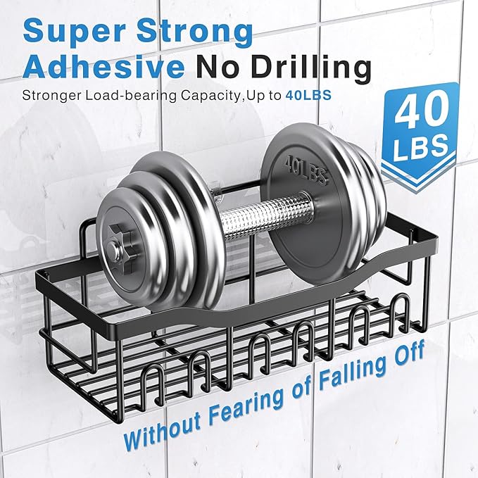 Adhesive Shower Caddy, 5 Pack Rustproof Stainless Steel Bath Organizers With Large Capacity, No Drilling Shelves for Bathroom Storage & Home Decor-XL Size