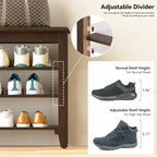 Shoe Bench Storage Rubberwood with Leather Cushion for Entryway Bench Ideal for Hallways Shoe Rack Front Doors Entrances Mudrooms Featuring 3 Height-Adjustable and Removable Shelves