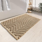 Bathroom Floor Mat,Boho Bath Rug,Super Absorbent Bath Mat,Bathroom Rugs Non Slip Washable, Quick Dry Shower Mats, Ultra Soft Bath Mat Towel,Brown,18"*30"