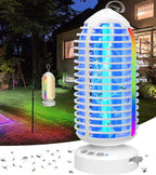 Bug Zapper Outdoor with Colorful Lighting and Auto-Sensing, 3 in 1 Cordless 4000mAh Battery Electric Fly Trap, Rechargeable Mosquito Zapper for Camping, Patios, Garden, Kitchen (2Pack-White)