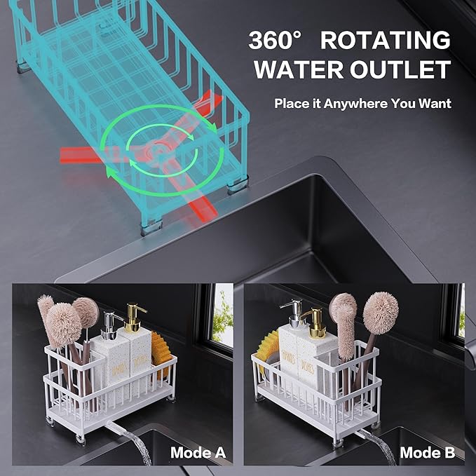 Cisily Dish Soap Dispenser, 12 fl oz Dual Kitchen Soap Dispensers with Sponge Holder, Pump Glass Bottle Kitchen Soap Dispenser Set, Modern Hand and Dish Soap Bottle Set Removable