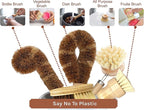 Bamboo Dish Brush Set, 6 Piece for Vegetable, and Kitchen Dish Cleaning, Sisal & Coconut Fibers with Bamboo Handles, Kitchen Brushes for Dishes, Pots, Pans