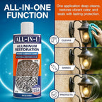 All-In-1 Aluminum Cleaner & Restoration Solution – Made in USA, Restores Faded Patio Furniture, Garage Doors, & Outdoor Fixtures, Aluminum Brightener & Restorer for All Painted Metal Surfaces, 16 OZ
