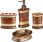 Zahari Home 4pc Contempo Stylish Bathroom Accessories Set Shower Soap Dispenser, Tumbler, Tooth Brush Holder and Soap Holder Luxury Contemporary Decor Unique Design Modern Bathroom Shower Set