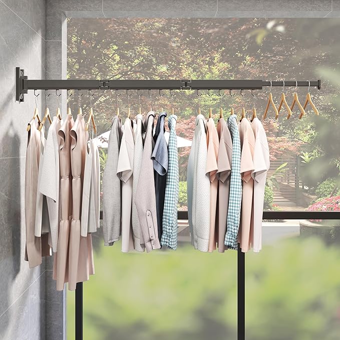 Laundry Drying Rack,Drying & Clothes Rack,Wall Mounted,Retractable & Collapsible, Grey