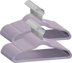 TechZoo 50 Premium Kids Velvet Hangers - 14'' Non-Slip, Ultra-Slim & Space-Saving Hangers - 360° Swivel Hook, Strong & Durable for Children & Preteens - Purple