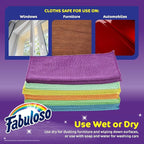 Fabuloso Microfiber Cleaning Cloths, Rainbow - Lint-Free, Scratch-Free Cleaning Cloths for Surfaces and Wood Furniture - Dustless Cloth for Bold and Bright Cleaning Experience, 24 Count - 2 Pack