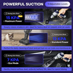 Mini Vacuum Cleaner, 3 in 1 Car Vacuum Cleaner High Power, 15000PA Powerful Suction, Air Duster, 7500mAh, Dual Filter,Adjustable Small Vaccum Portable Cordless for Cars,Desktop - Deep Blue