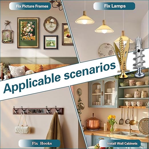 560PCS Self Drilling Drywall Anchors with Screws Kit,5-Sizes Metal Expansion Bolt for Dry Wall,280 PCS Sheetrock Anchors and 280 PCS Screws-No Drill Needed