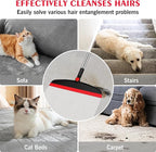 Multifunction Silicone Broom, 54 Inch Long Handle Silicone Floor Squeegee Broom, Sweep and Scrape 2 in 1 Household Cleaning Broom for Floor, Bathrooms, Kitchens, Showers, Tile, Pet Hair,Black Red