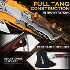 TIVOLI Camping Axe, Tiger - Patterned Survival Hatchet with Nylon Sheath, High Carbon Steel Blade Compact Outdoor Bushcraft Axe with Ergonomic Wood Grip, Camping Gear for Hiking, Chopping, Hunting