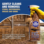 Bar Keepers Friend Stone & Granite Cleaner and Polish (25.4 oz) Plus 1 Microfiber Cloth, 2pc Cleaning Kit, Multi Surface Cleaner for Use on Natural, Manufactured & Polished Stone Countertops