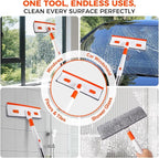 Professional Window Squeegee 2-in-1, Window Cleaner with 55" Extension Pole, Premium Squeegee for Window Cleaning, Streak-Free Window Cleaning Kit for High Windows, Shower Glass, Car Windshield