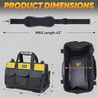 TICONN Heavy Duty Tool Bag with Multi-Pockets, Portable Tool Box Organizer Storage Bag, with Adjustable Shoulder Strap and Ergonomic Handle (Yellow, 16" Molded Base)