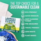 Sudstainables Laundry Detergent Sheets (60 Loads) – Eco-Friendly, Zero Waste, Plastic-Free Laundry Washing Machines Soap Sheets; Dissolvable, Space-Saving Strips for Travel (Lemon)