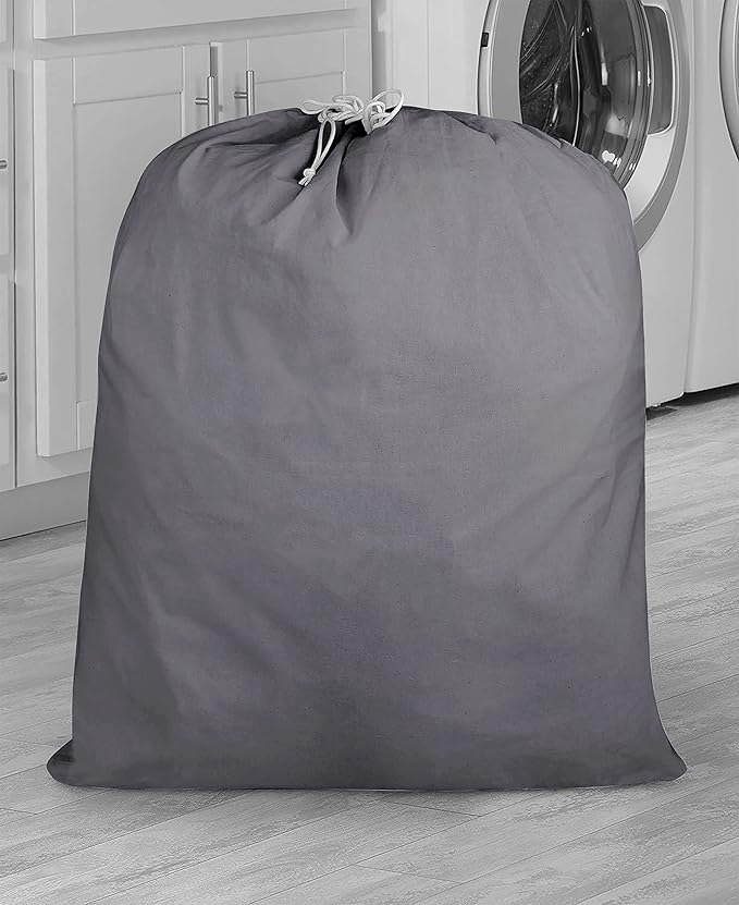 Urban Villa Laundry Bag Canvas|Dirty Clothes Travel Laundry Bag|Machine Washable|Reusable College Hostel Hamper Liner Bag for Garments Delicates Drawstring Closure 4 Pack Grey Color|Size 28X36 Inches