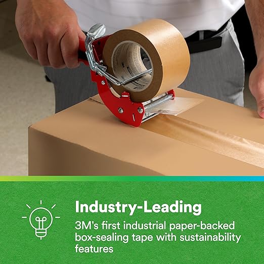 3M Scotch Performance Paper Box Sealing Tape 570, Brown, 2.8" x 547 yd (72 mm x 500 m), 1 Roll, Recycle-Compatible, Great for Packaging, Shipping, and Moving
