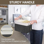 BALEINE 2 Pack Fabric Storage Bins for Shelves, Linen Storage Baskets for Organizing, Decorative Closet Bins for Clothes, Home (Black, 12"x8"x8")