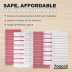 Zeppoli Classic Kitchen Towels - 6 Pack 100% Natural Cotton Towel Set, Reusable Wash Cloths, Absorbent Dish Towels, Machine Washable Hand Towels, Kitchen Essentials, 20� x 28� - Red VAR