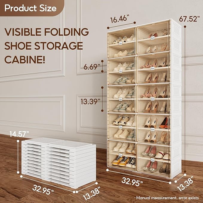 ANTBOX Portable Shoe Rack Organizer for Closet Entryway, Stackable Sneaker Storage Shoe Cabinet with Magnetic Clear Door, Large Plastic Storage containers Bins with Lids 10 Tiers 40 Pairs
