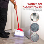 Indoor Broom with LED Lights | Angle Broom for Dark Corners & Low Light Areas | Soft Bristle, Adjustable Long Handle | Floor Sweeper for Kitchen, Room, Office & Garage (White)