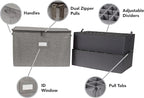 Covermates Keepsakes - Adjustable Zip-Top Storage Box - Configurable FlexGrid Compartments - Heavy Duty Polyester- Reinforced Handles - Stackable Design - Indoor Storage, Grey Heather