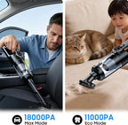 Cordless Handheld Car Vacuum Cleaner for Car Interior, Strong Suction Portable Vacuum for Pet Hair & Quick Home Cleaning, Rechargeable with LED Light & Attachments