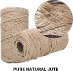Natural Jute Rope 3mm x109 Yard 3 Strand, ZUEXT Handmade Jute Twine String,Burlap Hemp Rope for Artworks Gardening Bundling Camping DIY Crafting Knitting Plant Hanger Gift Wrapping Decor(100m)