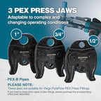 Mini Press Tool kit with 3 Jaws Suitable for PureFlow press fittings 1/2", 3/4", 1", Brushless Motor, 2pcs Battery, Fast Charger & Carrying Case