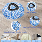 Mop Replacement Heads 6 Pcs & 1 Scrub Brush & 1 Base Combo,Spin Mop Replacement Head for Ocedar RinseClean 2-Tank System,Easy Cleaning,Microfiber,Machine Washable for Bathroom,Kitchen,Tub and Tile