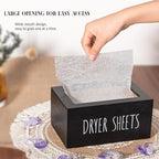 zoocatia Laundry Room Decor Dryer Sheet Container Wood Detergent Dispenser Organization and Storage Box Holder for Laundry Pods, Dryer Balls, Black