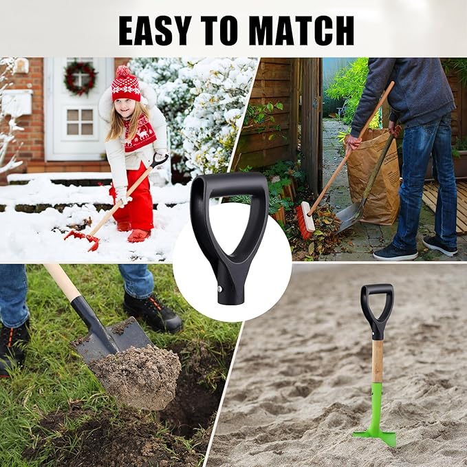 Plastic Spade Shovel D Grip Binding with 6 Post Screw 1-1/4" /32mm Inner Diameter PVC Shovel D Grip Handle Replacement for Digging Raking Tools