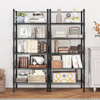 Metal Storage Rack, Storage Organizer Shelves for Kitchen, Bathroom, Living Room, Balcony and Garage, 5 Tiers Narrow Bookshelf, 21.2" W x 9.4" D x 59.2" H, Load 400lbs, Black