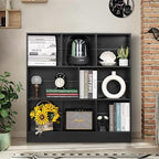YAHARBO White 3 Tier Bookshelf,Wide Modern Horizontal Bookcase,Wood Low Book Shelf,Wide Display Storage Cabinet with Base,Floor Standing 8 Cube Large Bookcases Organizer for Bedroom,Living Room,Office