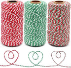 Anvin Natural Jute Twine - 984 Feet, 10 Ply, 2mm Thick, Green, Red, White (Pack of 3) - Bakers, Butcher, Baking, Arts & Crafts, Gardening