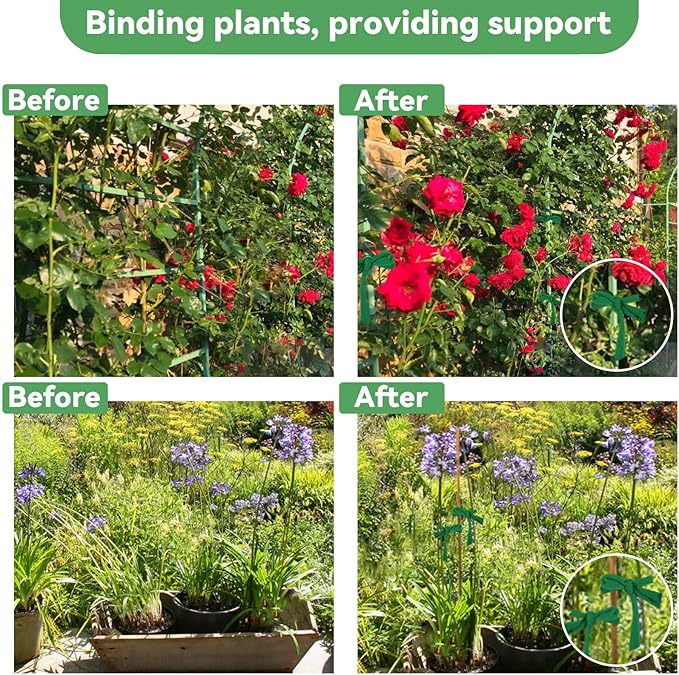 MAQIHAN 2 Pack Garden String - Plant Ties, Garden Twine, Gardening Tape, Tree Support, Stretchy Trap for Trees,Flowers,Green Soft Ties for All Plants All Gardeners(35M/Roll,115FT)