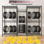 Raybee Clothes Rack with Cover,Clothing Racks for Hanging Clothes Heavy Duty,Portable Closet with Shelves,Adjustable,Loads 905 LBS,Black,75" W*17.8" D*77" H
