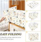 Large Storage Bins with Linen Collapsible Foldable Storage Cubes Fabric Closet Organizer Containers box with Flip-Top Lid for Home Bedroom Office 16.7 x 12.6 x 11.8in (Astronauts Planets and Stars)