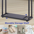 Towel Racks for Bathroom, 39'' Tall 2 Tier Bathroom Towel Stand with Storage Shelves, Modern Standing Pool Drying Rack for Outdoor, Black, ALHAKIN